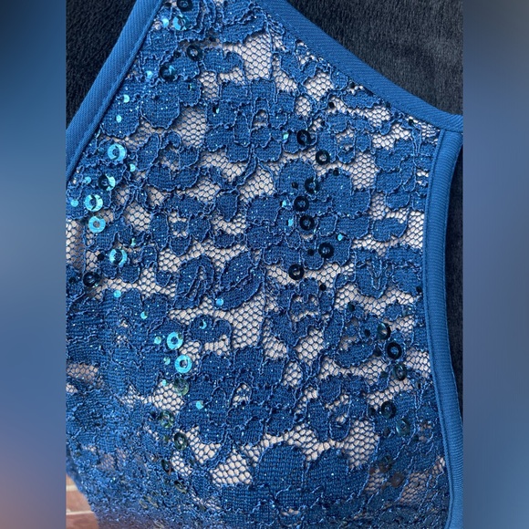 NW Woman Plus Size  16W Peacock Nude Blue  Gown Dress Sequins Sleeveless NWT - Picture 2 of 13